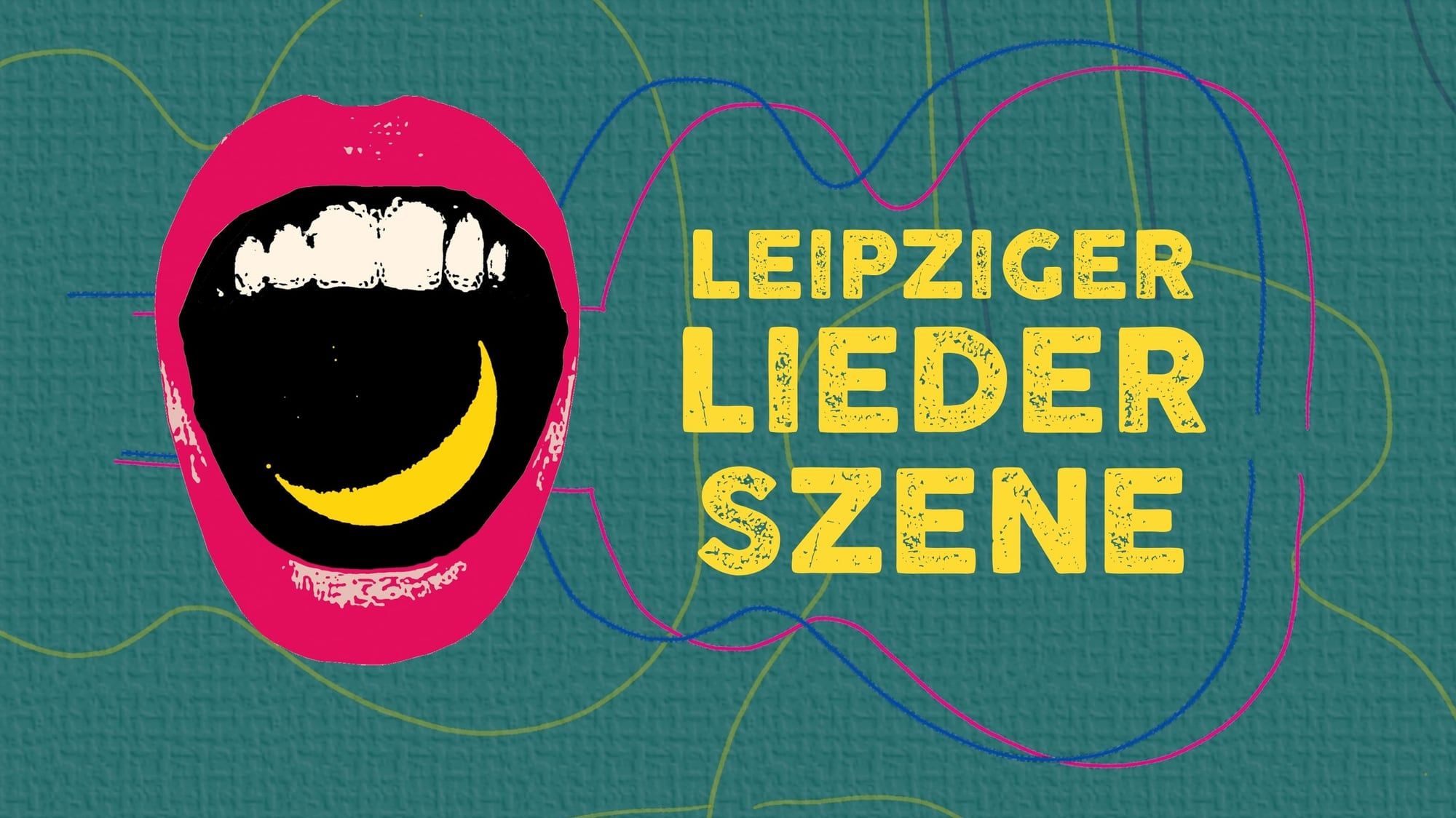 Logo-Motiv der Leipziger Liederszene: roter Mund mit gelbem Halbmond